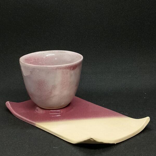Tasse soucoupe "Sur le sable" prune